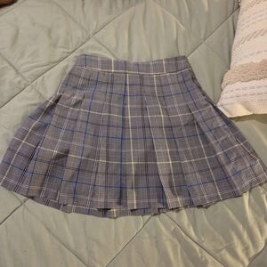 {Sunday Best} Blue and Gray Plaid Skater Skirt